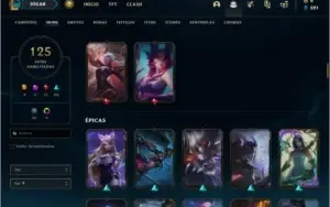 Conta prata 4 com 125 skins e 74 champs
