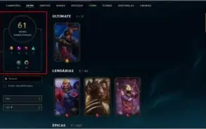 Vendo conta LEAGUE OF LEGENDS DIAMANTE 4 TODOS OS CHAMPIONS