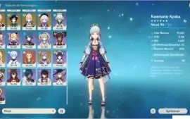 Conta AR 58 c/Ayaka C1 Xiao C1 Hutao C1 Eula C1 Baal C3 e +