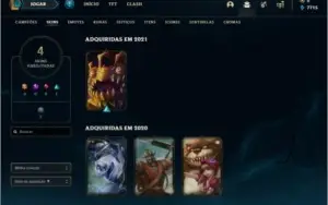 Conta platina 1  ( 75 PDL ) com 4 skins e 22 champs