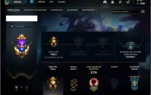 Unranked (Season Atual), todos os champs e 171 skins.