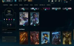 Unranked com 70 Champs e 38 Skins ( JG / TOP / MID )