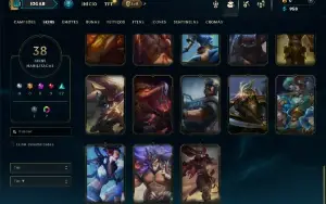 Unranked com 70 Champs e 38 Skins ( JG / TOP / MID )