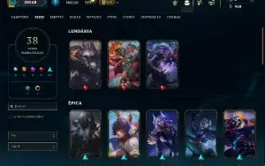 Unranked com 70 Champs e 38 Skins ( JG / TOP / MID )