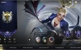 MAIN SUPORTE: DIAMANTE IV + 23 SKINS + 43 CAMPEÕES