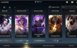 MAIN SUPORTE: DIAMANTE IV + 23 SKINS + 43 CAMPEÕES