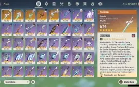 GENSHIN IMPACT - AR55, 7 Personagem T5 e 5 Armas T5