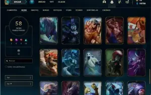 Conta unranked com 125 Champs e 58 Skins + 1 Fragmento