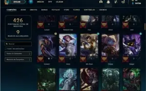 Conta unranked com 125 Champs e 58 Skins + 1 Fragmento