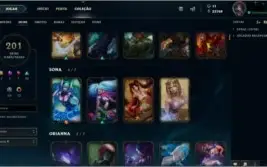 Conta platina com todos campeoes e 201 skins.