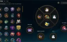 CONTA LOL 284 SKINS ALGUMAS COM MOLDURA E ICONES RAROS