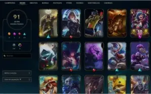 CONTA LOL - 93 SKINS - PLATINA 4