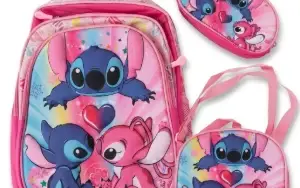 Lindo Kit Mochila Menina Stitch Rosa