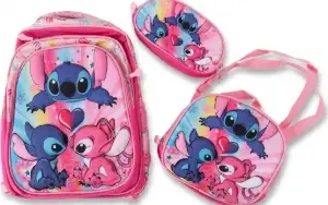 Lindo Kit Mochila Menina Stitch Rosa