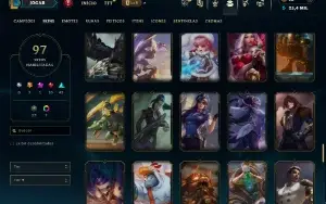Unranked com 150 Champs e 97 Skins ( ADC / SUP / MID )
