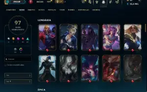 Unranked com 150 Champs e 97 Skins ( ADC / SUP / MID )