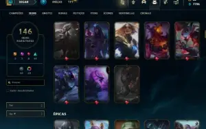 Unranked com 155 Champs e 146 Skins ( TOP / MID / JG )
