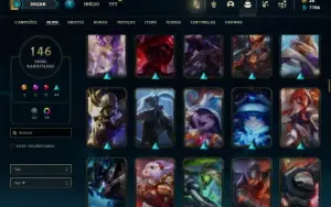 Unranked com 155 Champs e 146 Skins ( TOP / MID / JG )