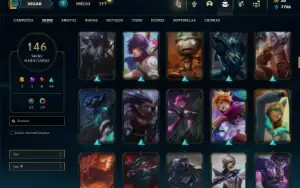 Unranked com 155 Champs e 146 Skins ( TOP / MID / JG )