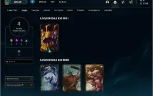 Conta diamante 4 com 62% de win rate, 4 skins e 22 champs