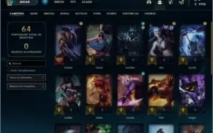 Conta diamante 4 com 62% de win rate, 4 skins e 22 champs