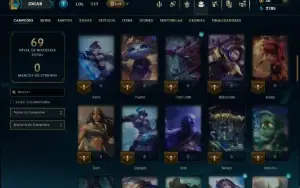 Ouro 2 com 70 Champs e 12 Skins