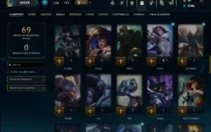 Ouro 2 com 70 Champs e 12 Skins