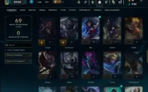 Ouro 2 com 70 Champs e 12 Skins