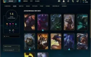Conta bronze 3 com 47 champs e 14 skins