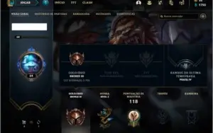 Conta bronze 3 com 47 champs e 14 skins
