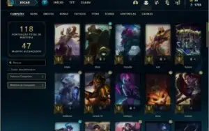 Conta bronze 3 com 47 champs e 14 skins
