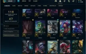 Conta bronze 3 com 47 champs e 14 skins