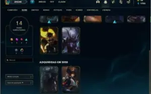 Conta bronze 3 com 47 champs e 14 skins