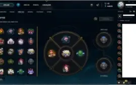 ACC LOL 44 K ESSÊNCIA AZUL  LV 80 268 SKINS BORDA DE OURO