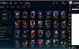 ACC LOL 44 K ESSÊNCIA AZUL  LV 80 268 SKINS BORDA DE OURO