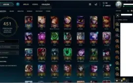 ACC LOL 44 K ESSÊNCIA AZUL  LV 80 268 SKINS BORDA DE OURO