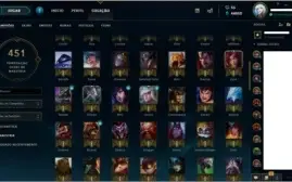ACC LOL 44 K ESSÊNCIA AZUL  LV 80 268 SKINS BORDA DE OURO