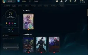 Conta prata 4 com 71 skins e 102 champs