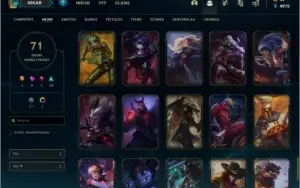 Conta prata 4 com 71 skins e 102 champs