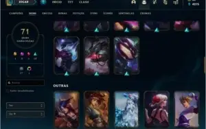 Conta prata 4 com 71 skins e 102 champs