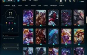 Conta prata 4 com 71 skins e 102 champs