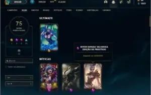 Conta prata 3 com 100 champs e 75 skins +1 Prestigio
