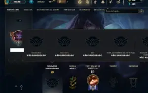 Unranked com 45 Champs e 13 Skins + 8 Espolios