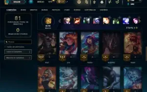 Unranked com 45 Champs e 13 Skins + 8 Espolios