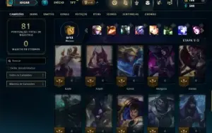 Unranked com 45 Champs e 13 Skins + 8 Espolios