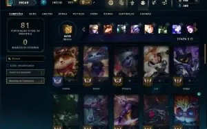 Unranked com 45 Champs e 13 Skins + 8 Espolios