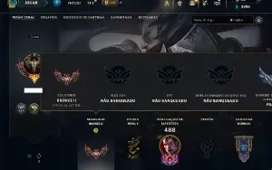 Bronze 2 com 140 Champs e 80 Skins ( MID / JG / TOP )