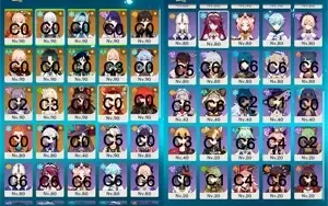 Baal + Cortador, Ayaka + Bis + Yoimiya + Bis, Eula + Bis +..
