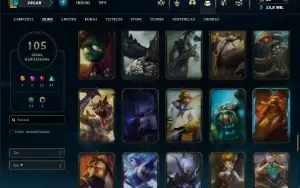 Unranked com 120 Champs e 105 Skins ( MID / JG )