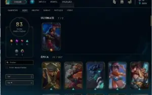 Conta no lol de  2013/ diamante 5/ 83 skin